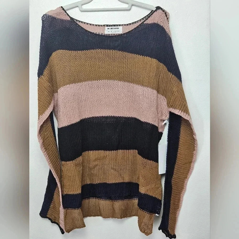 NWT Moritz sweater multi color open knit Size lar… - image 1